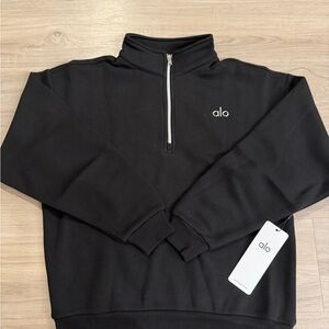 Alo Accolade Black Quarter-Zip Pullover Sweater